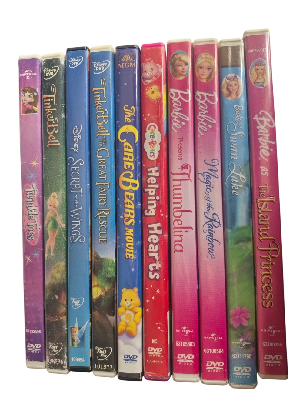 Disney & Barbie Kids Movie DVD Collection - Pink, Blue, Red